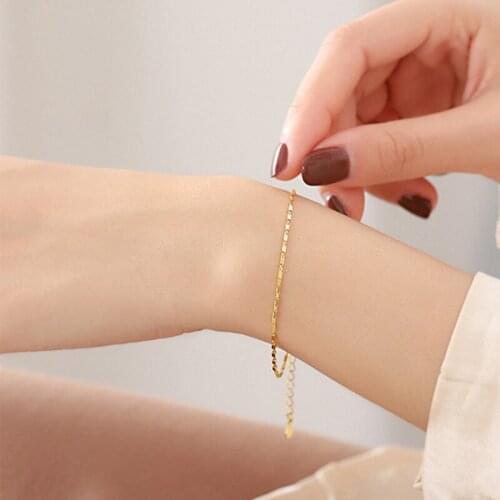 VENTFILLE 925 Sterling Silver Block Geometry Chain Bracelet For Women Simple Exquisite Bracelet Hot Jewelry Gifts 2021 New