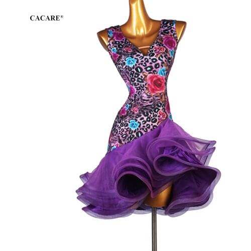 CACARE Latin Dance Dress Women Girls Latina Salsa Latin Dance Competition Dresses Fringe CHEAP Customize D0868 Split Sheer Hem
