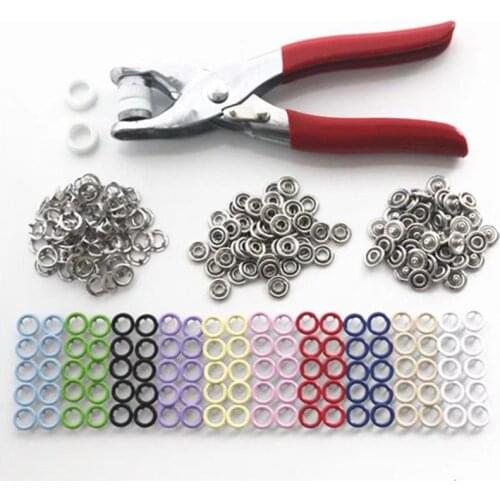 100 Sets 9.5mm 10 Colors Metal Prong Ring Buttons Press Studs Sewing Craft Fastener Snap Pliers Craft Tool Buttons For Clothes