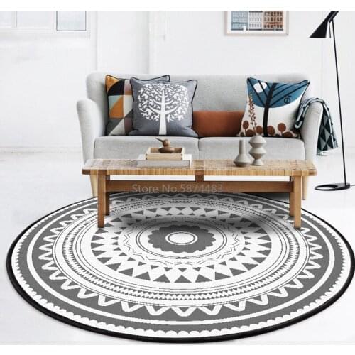 200cm European Ethnic Style Gray and White Bedroom Living Room Short Crystal Velvet Round Hanging Basket Floor Mat Carpet