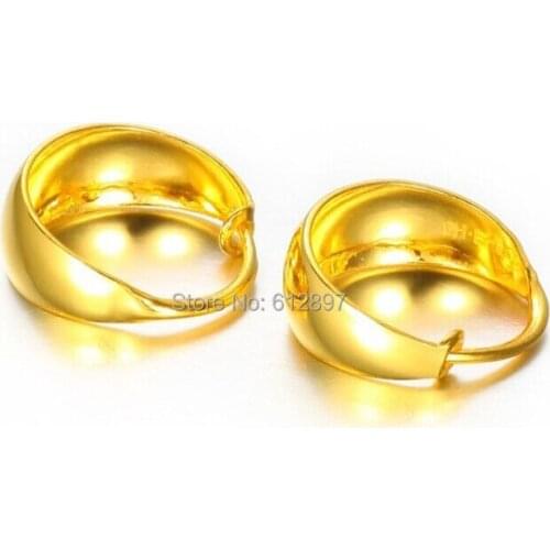 999 Solid 24k Yellow Gold Hoop Earring/ Ladys Smooth Hoop Earring / 4.68g