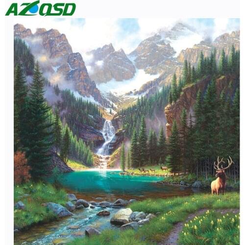 AZQSD Diamond Painting Mountain Cross Stitch Kits Full Square Drill Decor For Home Diamond Embroidery Landscape Handmade Gift