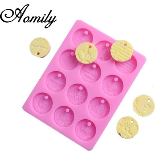 Aomily 12 Styles Coins with Holes Shaped Chocolate Cake Fondant Mold Decorating DIY Mold Mousse Sugar Craft Pastry Baking Tool