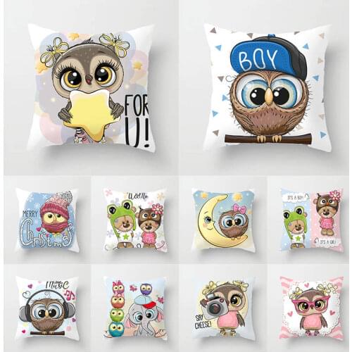 Owl Decoration Cushion Cover Polyester Throw Pillow Case Cover Decoration Pillowcases Decorative Pillows Cover TP136