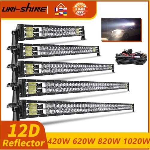 UNI-SHINE 22'' 32" 42" 50" 52" Led Light Bar Dual Row 420W 620W 820W 980W 1020W Combo Led Driving Work Light for Offroad Car 4x4
