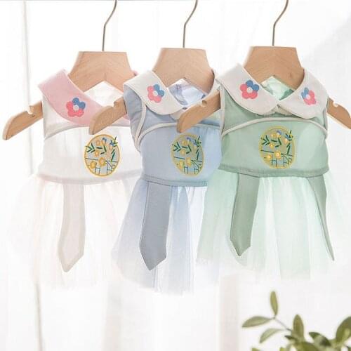 Kitten Spring and Summer Elegant Han Elements Tulle Skirt Cat and Dog Thin Breathable Skirt Pet Clothes