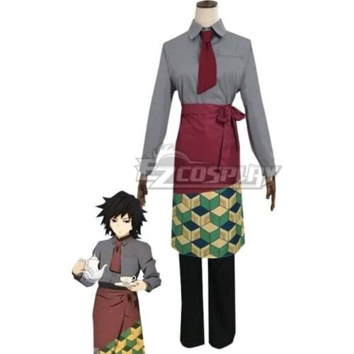 Giyuu Tomioka Kimetsu Cafe Coffee Servant Outfit Party Suit Adult Halloween Christmas Waitor Outfit Cosplay Costume E001