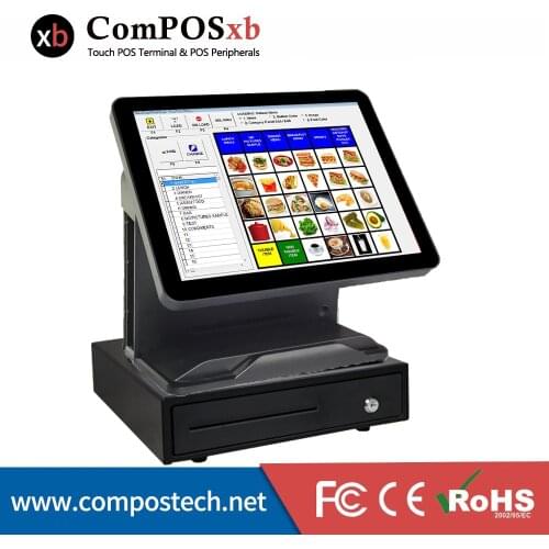 Hot sale 15 inch TFT touch POS all in one machine j1900/i3/i5 POS systems with cash drawer
