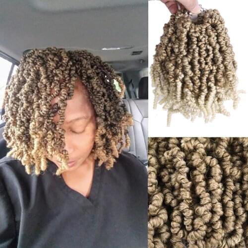 DinDong Short Passion Bomb Twist Braids 6inch Synthetic Hook braids Black Brown Braiding Fluffy Spring Twists Hair Extension