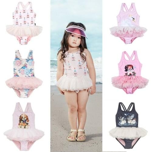 Australia Baby Girls Swimwear Kids Cute Tutu Swimsuits Animal print Hawaii Swimming Wear Children Beach Clothing WN002