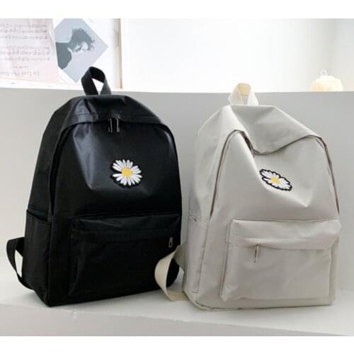 Daisy Small Backpack for School Teenagers Girls Canvas Women Backpack White Bookbag Fashion Travel Backpack Street Trend