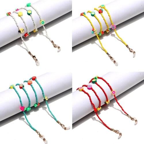 Fashion Clay Fruit Multi-color Beads Eyeglass Chain Rope High-quality Bohemian Mask Sunglasse Holder Cord Glasses Lanyard