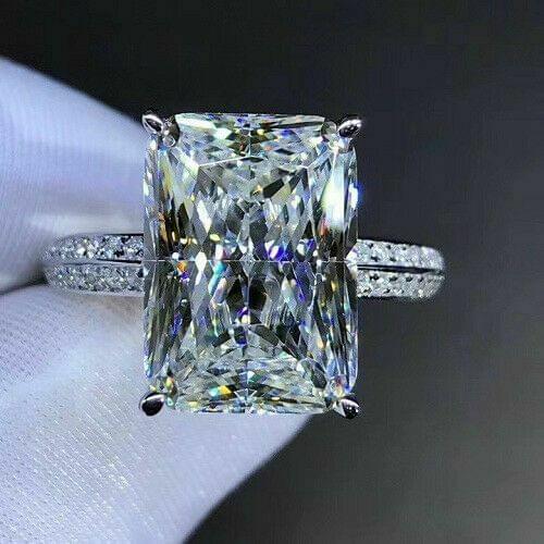 ZHIXUN New Fashion Big Square Crystal Stone Women Wedding Bridal Ring Luxury Engagement Party Anniversary Best Gift Large Rings