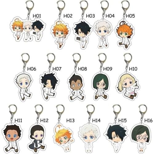 New Fashion The Promised Neverland Keychain Emma Norman Ray Kawaii Anime Figures Acrylic Pendant Key Chain Llavero Gift For Fans