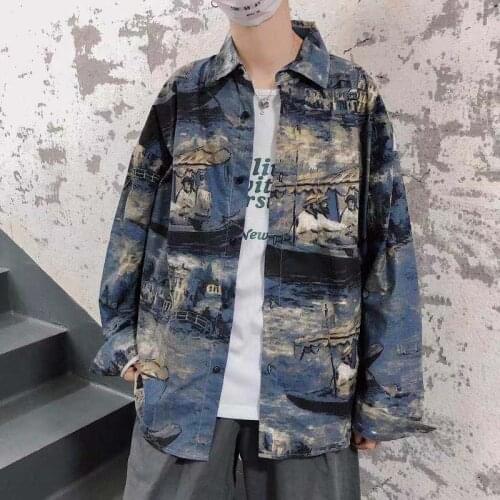 Autumn Mens Korean Style Fashion Cool Super Fire Long Sleeve Shirt Personality Boyfriend Shirts Fashion Trend Camisa Masculina