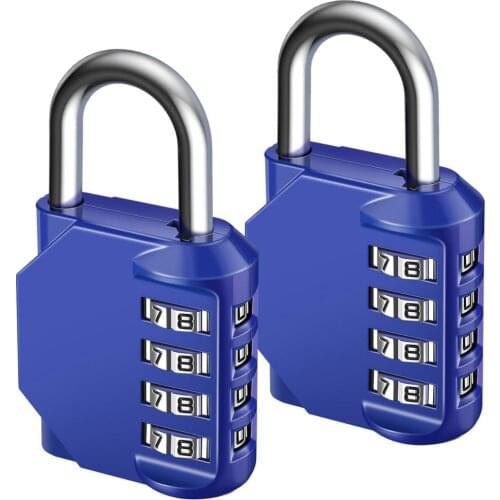2Pcs/set Heavy Duty 4 Dial Digit Combination Lock Weatherproof Security Padlock Outdoor Gym Safely Code Lock Black Sliver