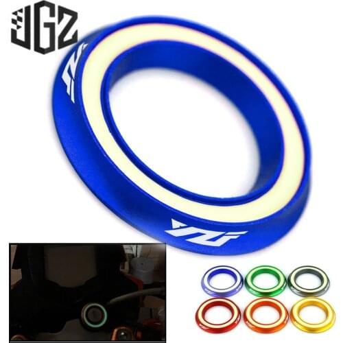 Motorcycle CNC Luminous Key Ring Hole Ignition Switch Cover Circle Cap For Yamaha YZF R15 V3 R25 R1 R3 R125 R6 Accessories Blue