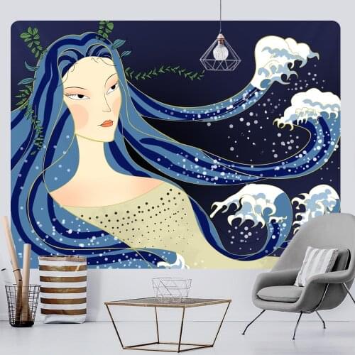 Japanese style ocean wave tapestry psychedelic scene home decoration tapestry bohemian decoration hippie yoga mat sofa blanket