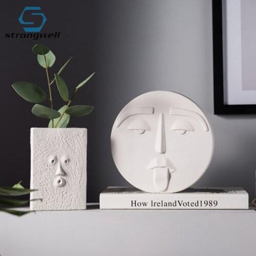 Strongwell Home Decoration Ornament Flower Arrangement Abstract Face Vase Artware Bookcase Office Display Furnishings Decoration