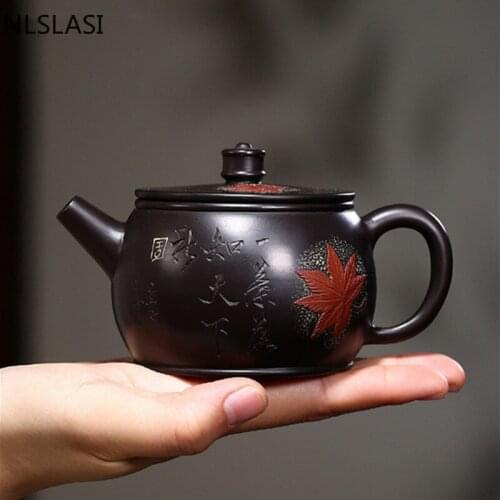 Yixing Boutique Tea pot Purple Clay filter Teapot Raw ore black vermilion mud beauty kettle Master handmade Teaware 220ml
