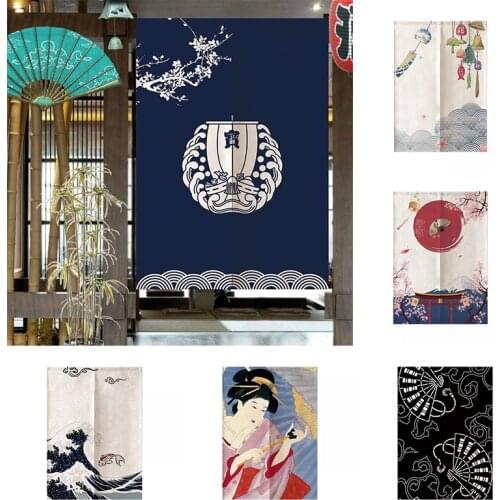 Japanese Kitchen Bathroom Hanging Curtain Cotton Linen Door Curtain Living Room Bedroom Partition Curtain