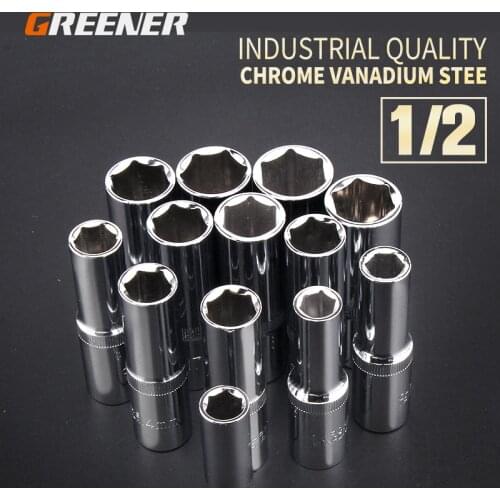 Greener 1/2 Drive Socke Set 8-32mm Socket Wrench Head Sleeve ​Double End Hand Tools 6 Point Socket Bit Adapter Car Repair Tools