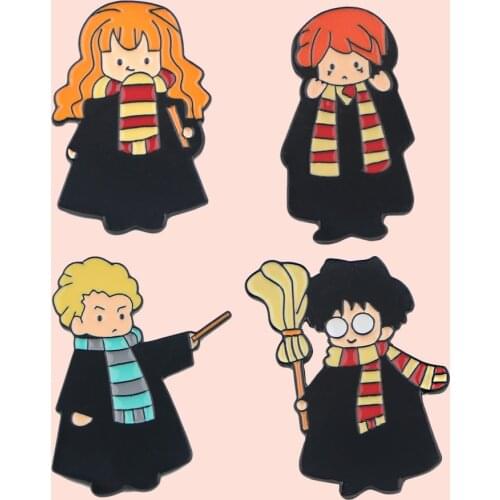 ZF2276 Magician Cartoon Style Metal Enamel Badge Buttons Brooch Movie Lovers Denim Shirt Lapel Pins