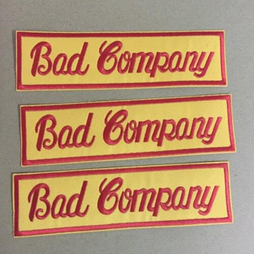 20*7cm Cloth MC Patches BAD COMPANY Custom Bottom Rocker Motor Cycle Embroidery Patches for Jacket 30X7CM