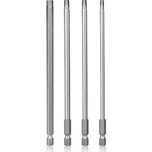 4pcs Hex Head Allen Wrench Drill Bit Set 150mm Long Hex Key Drill Bit S2 Steel Magnetic Tip Allen Screwdriver Bits