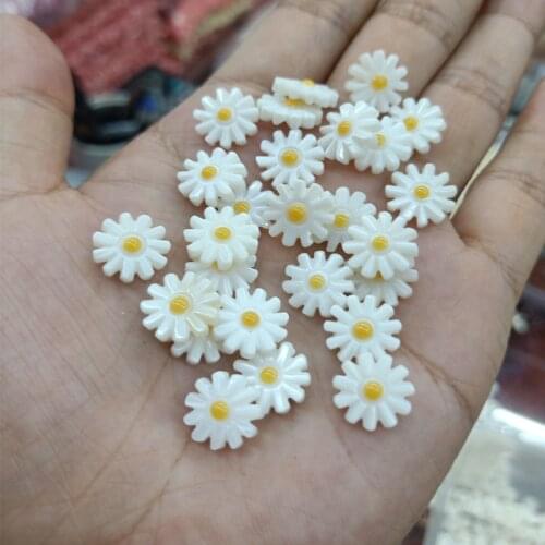 5pcs 10mm 12mm White Yellow Daisy Shell Beads DIY Loose Spacer Handmade Shell Flower Bead For Jewelry Making Bracelet Necklace