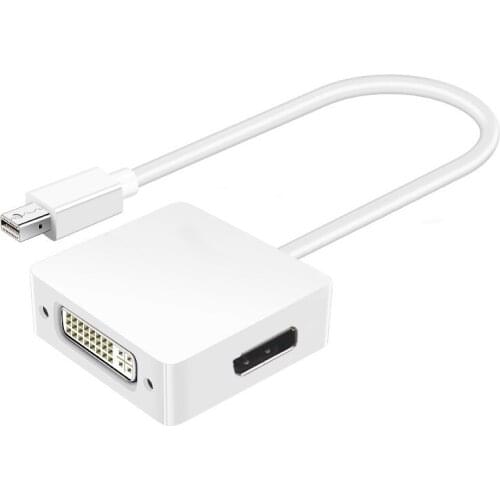 White 3 In 1 mini Displayport DP to DVI HDMI DP Cable Adapter Display port Male to Female for computer