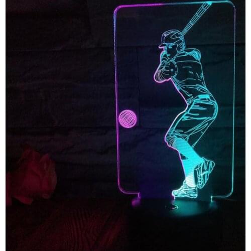 Baseball Led 3d Colorful Nightlight Creative Visual Touch Charging Gift Usb Letter 3d Light Christmas decorative 3d lamp