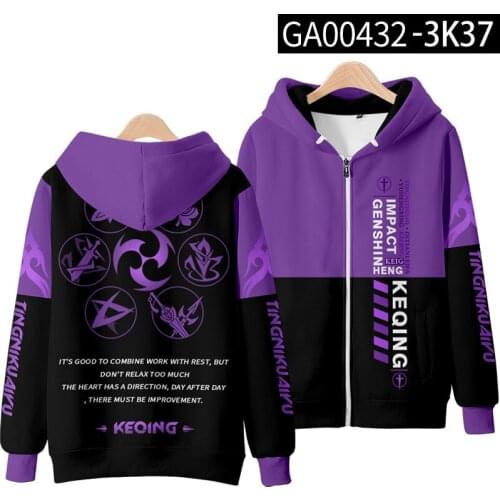 Genshin Impact Paimon Razor Keqing Klee Ganyu 3D printed autumn winter Holiday Men/Women Streetwear Style Zip Kawaii hooded
