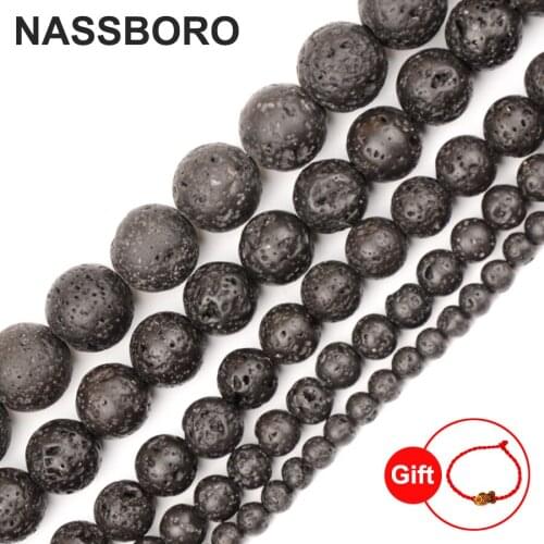 Black Lava Beads Natural Stone Volcanic Rock Round Loose DIY Beads For Jewelry Bracelet Making 4/6/8/10/12/14/16/18/20MM