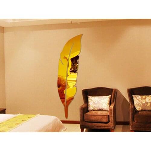DIY New arrival Feather dressing mirror 3d three-dimensional wall stickers Acrylic mirror decoration console mirror home decor