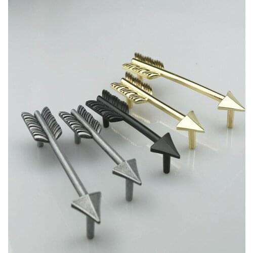 JD Luxury European Style Wardrobe Drawer Cabinet Door Handle Bow Arrow Zinc Alloy Gold Black Ancient Silver Furniture Handle