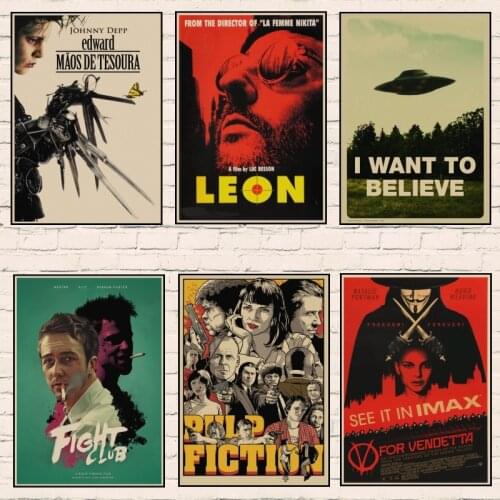 Classic Movie Fight Club/Pulp Fiction/Shining/Kill Bill Poster Vintage Kraft Paper Poster Wall Stickers Room Home Decoration