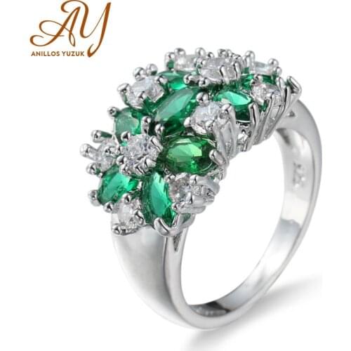 Anillos Yuzuk 4 Colors 925 Sterling Silver Romantic Flower With Topaz Finger Rings For Women Wedding Silver Fine Jewelry