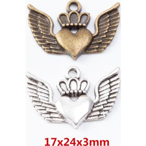 30 pieces of retro metal zinc alloy wing pendant for DIY handmade jewelry necklace making 7313