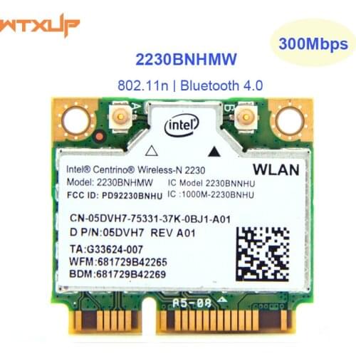 Half Mini PCI Express wifi Wireless-N Adapter for Intel Centrino 2230BNHMW 2230BN 300M Bluetooth 4.0 Wlan card + BT 4.0
