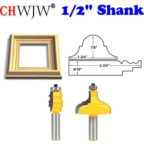 2pcs Picture Frame Router Bits - Complete Set - 1/2" Shank Line knife Woodworking cutter Tenon Cutter for Woodworking Tools