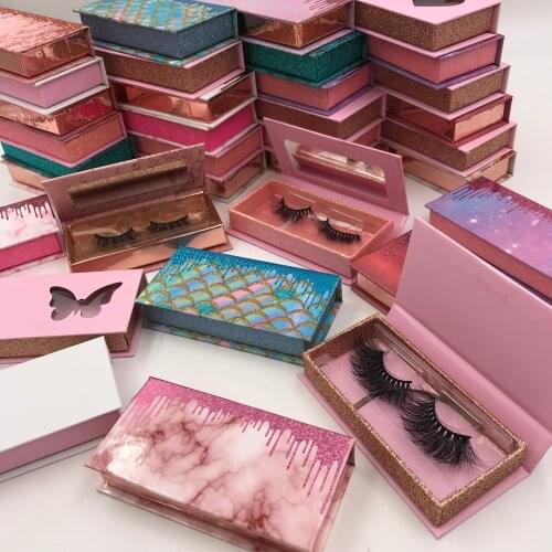 Makeup New Eyelash Packaging Box free logo Wholesale Empty Lash Boxes 25mm Mink Lashes Creative Eyelashes Package print logo