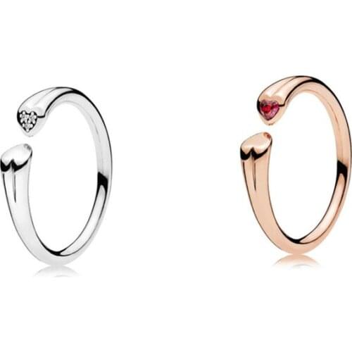 New Open Heart 925 Sterling Silver pan Ring