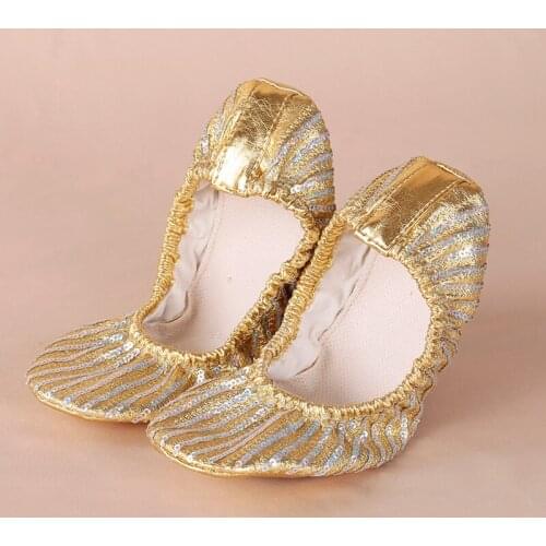 New soft bottom dance shoes adult 34-39 sequined ballet shoes soft bottom comfortable practice shoes