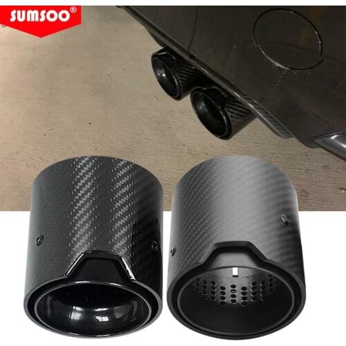 Genuine SUMSOO 1PCS Glossy Carbon Fiber Exhaust tip Auspuffspitze for BMW M2 M3 M4 M135i M235i M140i M240i M335i M340i M435i