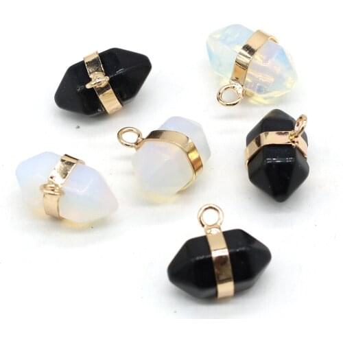 Natural Stone Opal Pendants Gold-plated Crystal Pillar for Fashion Jewelry Making DIY Women Earring Necklace Gifts