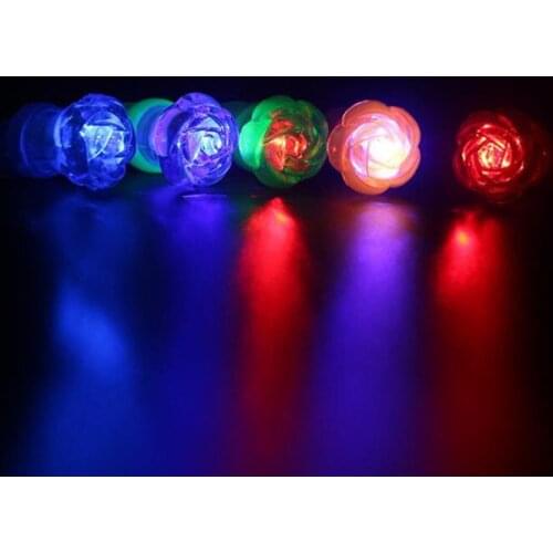 Rose flower Finger Light Colorful LED Light-up Rings Party Gadgets Kids Intelligent Toy For Kids Color Random F20172855