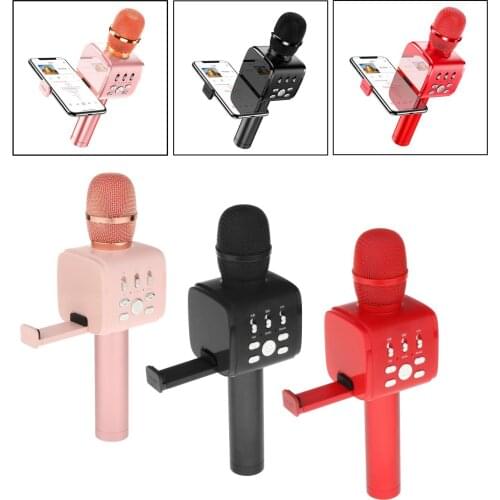 Stage Karaoke DJ Music Dynamic Handheld Microphone +Retractable Cellphone Holder