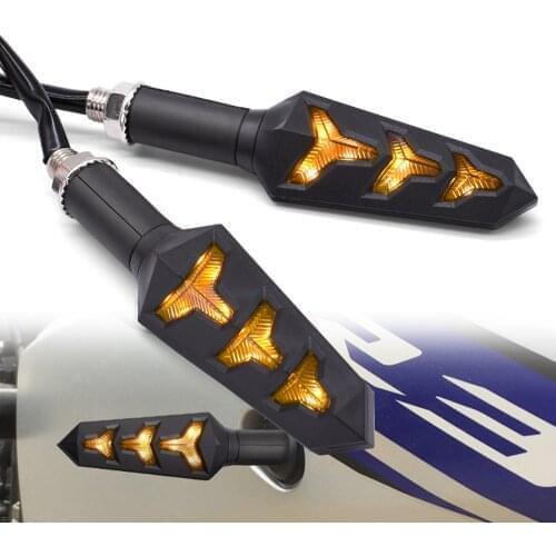Motorcycle Signals Lamp Moto Turn Signal Light Fishbone Flowing Water LED For KAWASAKI W800 Cafe ZRX1100 ZRX1100 ZX1100 ZX7R ZX9