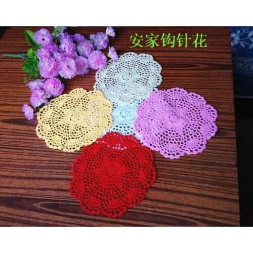 50% off wholesale6pic/lot fashion cotton crochet table pads as kitchen accessories with flowers swastika placemat coaster mats